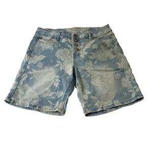 Cream Bailly Floral Denim Shorts Light Wash Rose Print Mismatched Buttons 28